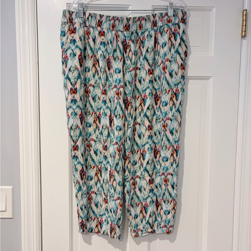 ZARA Printed Elastic Waist Cropped Pants – Size XXL